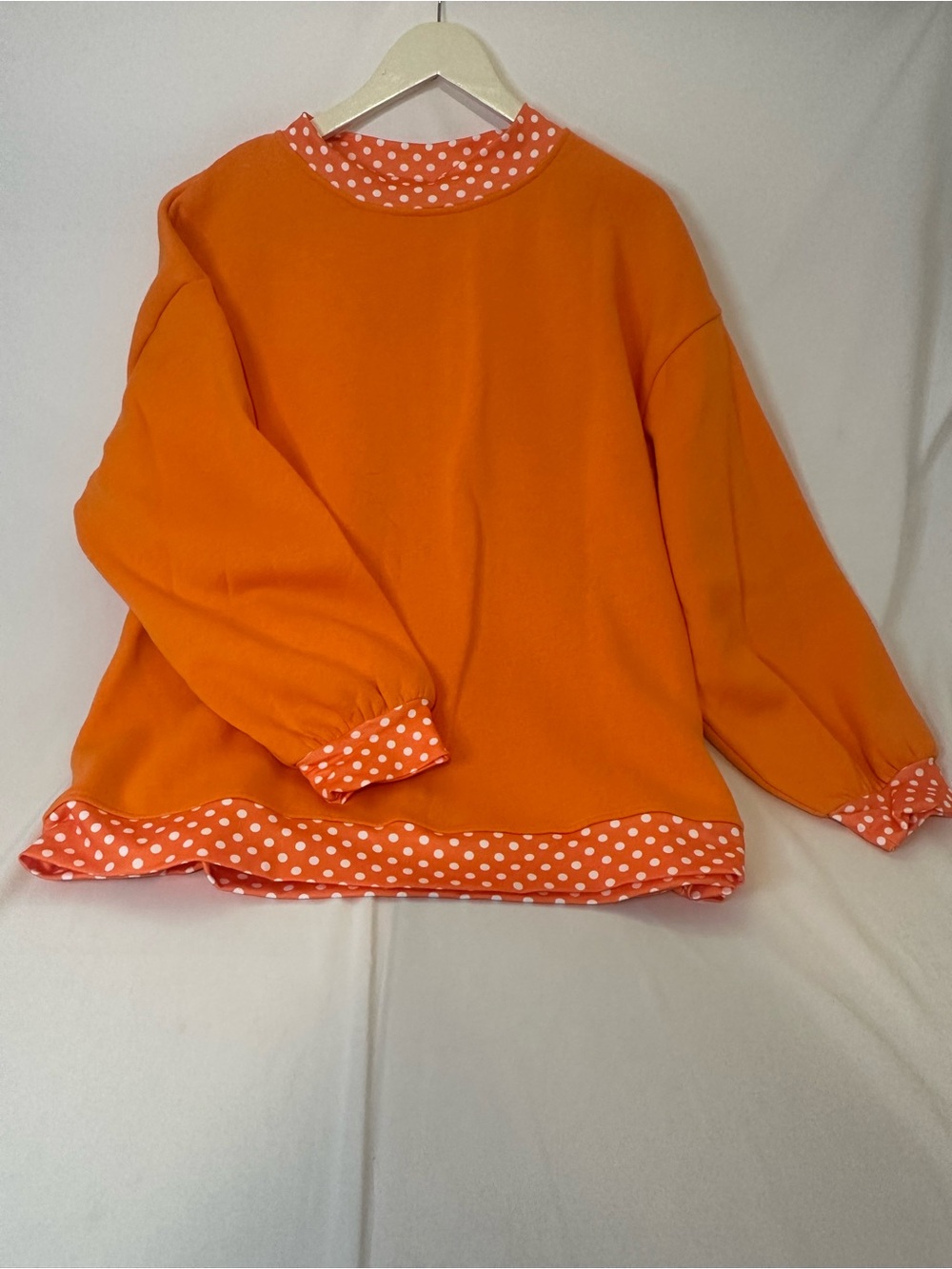 Orange Polka Dot Trim Women's Sweater